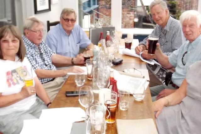 Garry Edwards, Clair Ash (daughter of James Bayes), Peter Michel, Mike Knipe, Trevor Fishlock, Tim King and Helen Minsey.