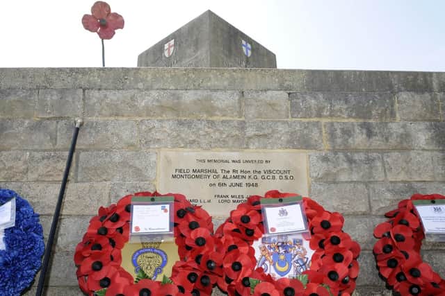 Wreaths at The D-Day Stone. Picture: Malcolm Wells