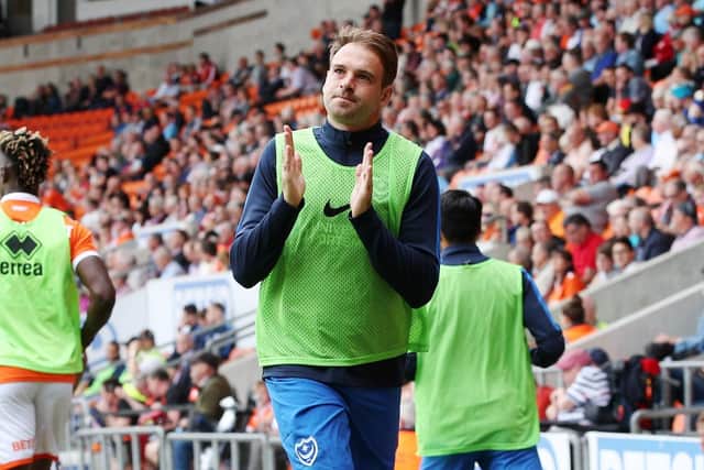 Substitute Brett Pitman warms up at Bloomfield Road Picture: Joe Pepler