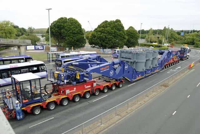 An electricity transformer makes its way slowly through Hilsea on its way to Lovedean from Portsmouth. Picture: Ian Hargreaves
