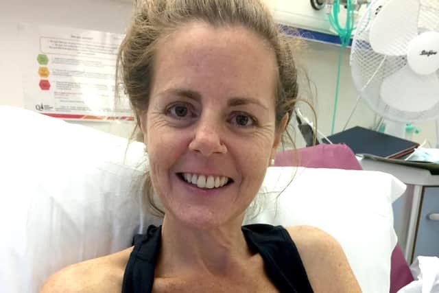 Lisa Anderson in hospital during treatment for Myeloma UK