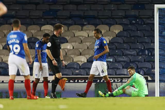 So disappointing: Pompey crashed out of the league cup with a 2-1 defeat at home to AFC Wimbledon. Picture: Joe Pepler