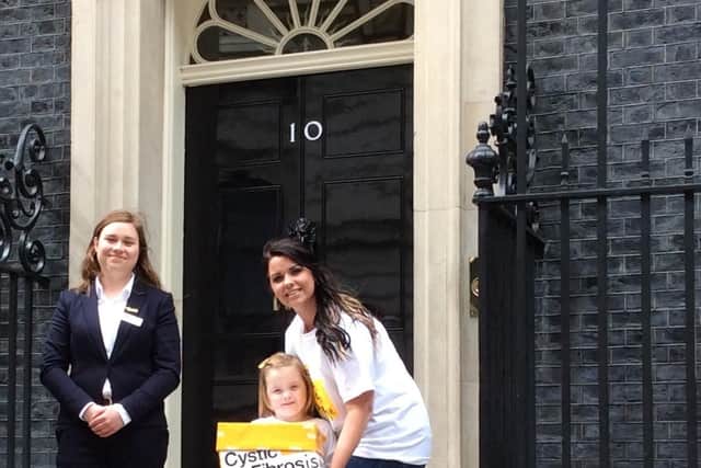 Gemma Weir and her four-year-old daughter Ivy at 10 Downing Street last month