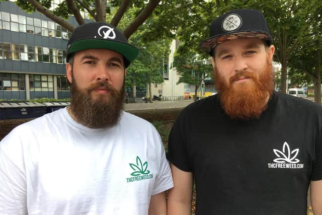 Paul Cheape with colleague Dan Marden after internet troll Oliver Redmond was given a brief reprieve from sentencing at Portsmouth Magistrates' Court
