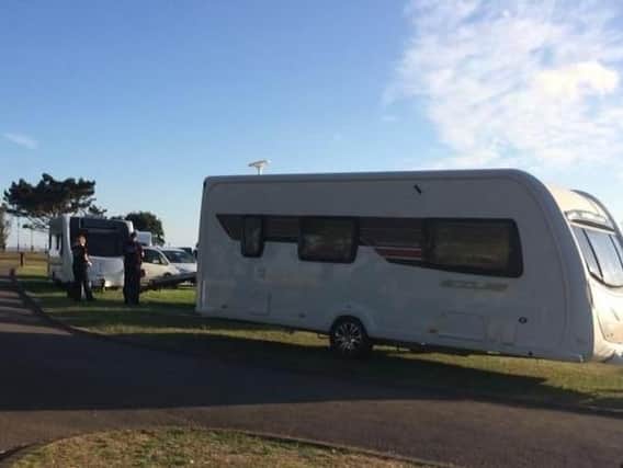 Travellers have set up a camp at Canoe Lake, Portsmouth
