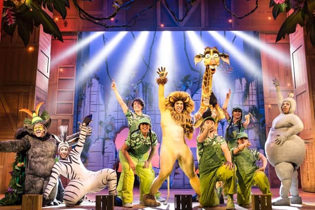 Matt Terry, centre, as Alex The Lion, stars in Madagascar: The Musical, at The Kings Theatre, August 2018. Picture by Scott Rylander