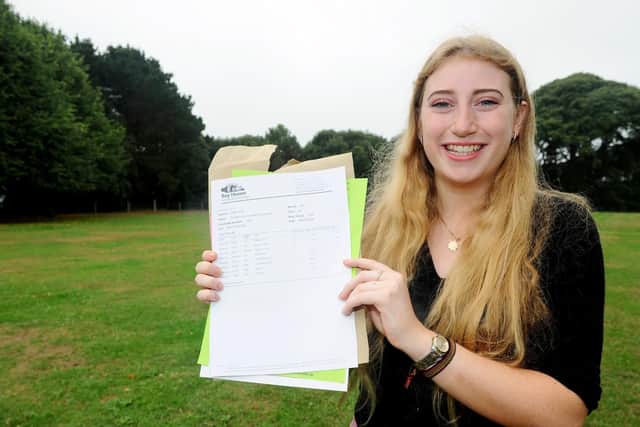 Phoebe Devonshire (19) from Titchfield with her results. Picture: Sarah Standing