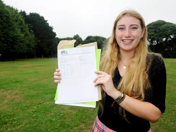 Phoebe Devonshire (19) from Titchfield with her results. Picture: Sarah Standing