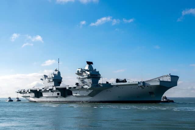 HMS Queen Elizabeth will be setting sail from Portsmouth tomorrow evening at 6pm. Photo: PA