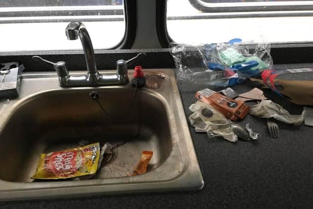Joanne Vines and Sammy Ellen, founders of the homeless bus project in Portsmouth, were left saddened after the bus was left in a 'disgusting state'. Pictures: Joanne and Sammy