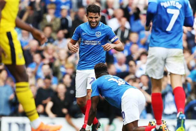 Gareth Evans celebrates with Jamal Lowe. Picture: Joe Pepler