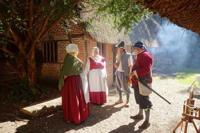 Gosport Living History Society at Little Woodham's 17th Century village in Rowner.