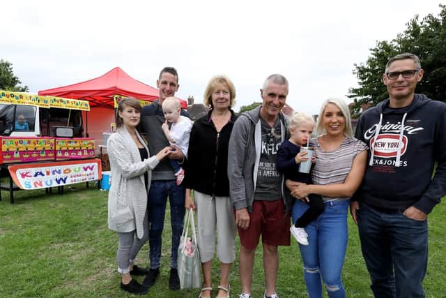 From left, Chantelle Lorrimer, Dean Worth holding Arabella, 20months, Nina and Martin Worth, Briony Worth with Darcie, 2, and Jon Brading. Picture: Chris Moorhouse