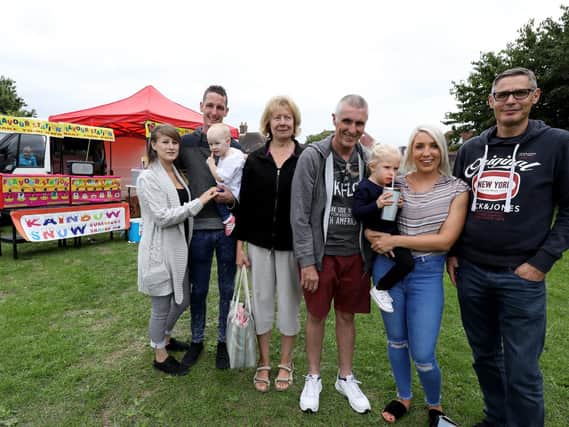 From left, Chantelle Lorrimer, Dean Worth holding Arabella, 20months, Nina and Martin Worth, Briony Worth with Darcie, 2, and Jon Brading. Picture: Chris Moorhouse