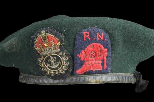 The beret belonging to heroic Petty Officer Ronald McKinlay. Picture Will Bennett / BNPS