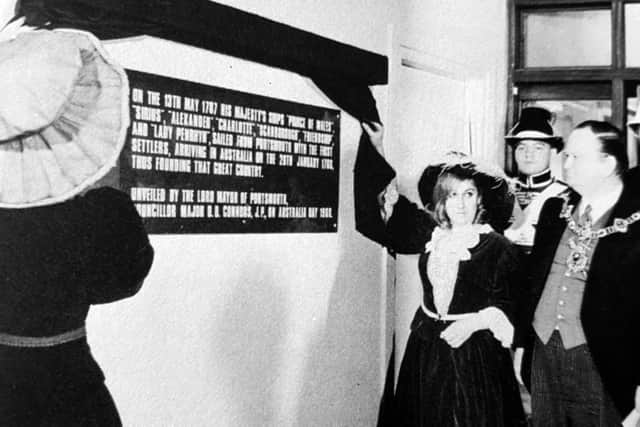 Fifty years ago and the plaque celebrating the first settlers' arrival in Australia is unveiled.