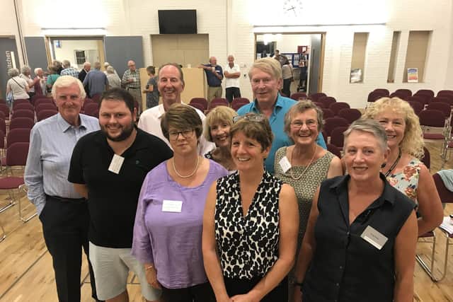 Key figures from the Emsworth United campaign, including David Thomas, back-right, and Stephanie Elsy, centre-left