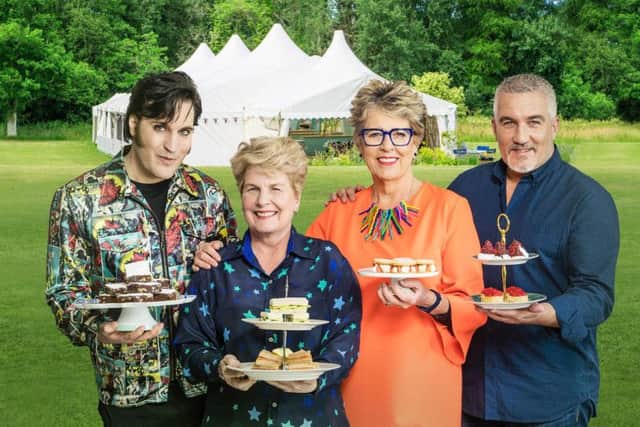 Noel Fielding, Sandi Toksvig, Prue Leith and Paul Hollywood.