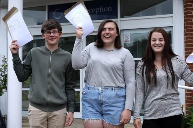 From left, Luke Bennett, Amber Coultham and Jess Bland at Fareham Academy                          Picture: Chris Moorhouse