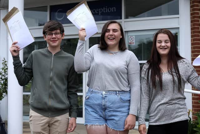 From left, Luke Bennett, Amber Coultham and Jess Bland at Fareham Academy Picture: Chris Moorhouse