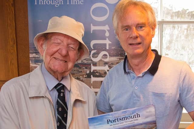 Author Chris Brunnen, right, with his former teacher Jim Bramble.