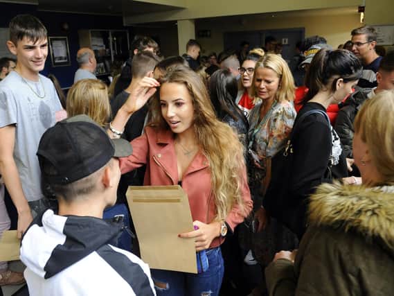 Pupils at Crookhorn College collecting their GCSE results