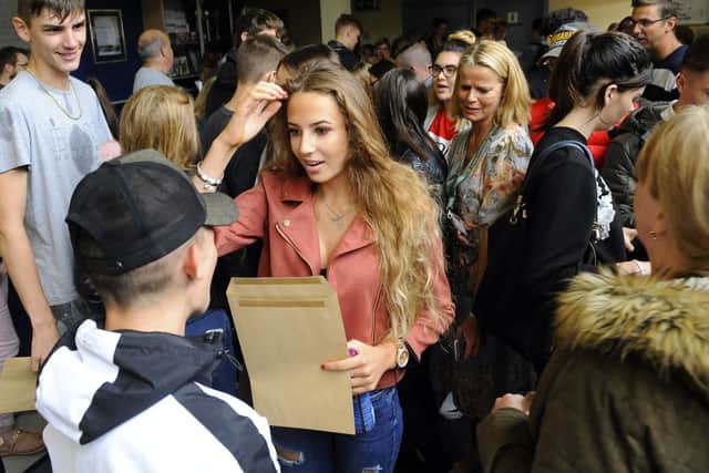 Pupils at Crookhorn College collecting their GCSE results