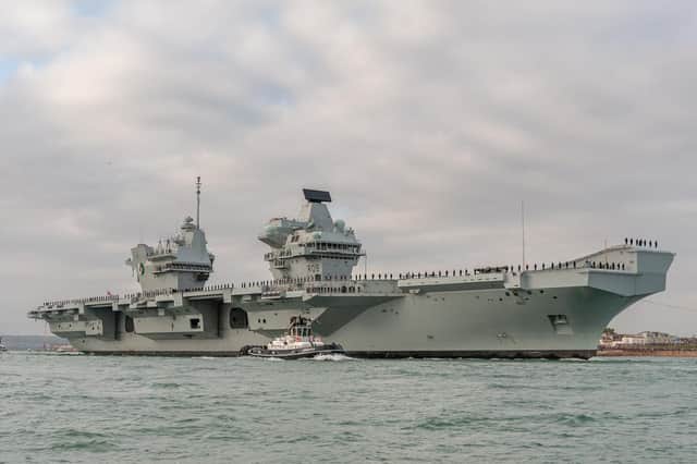 HMS Queen Elizabeth leaving Portsmouth earlier this month. Picture: Shaun Roster