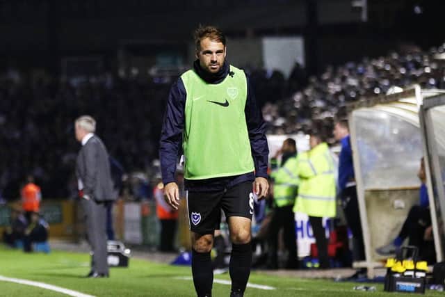 Brett Pitman remains on Pompey's bench, despite his winning contribution against Bristol Rovers. Picture: Joe Pepler.