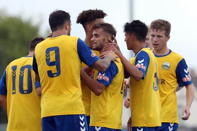 Pat Suraci netted the second goal for Gosport Borough against Staines. Picture: Chris Moorhouse