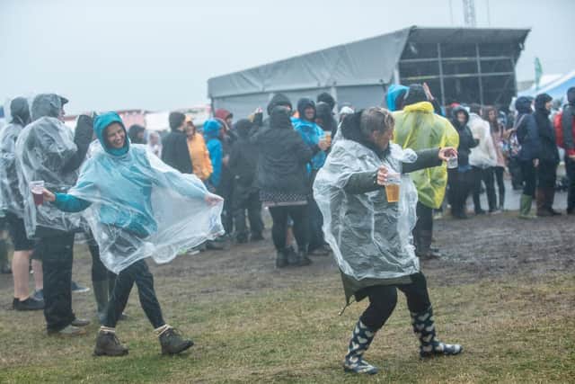 Dancing in the rain at Victorious. Picture: Vernon Nash