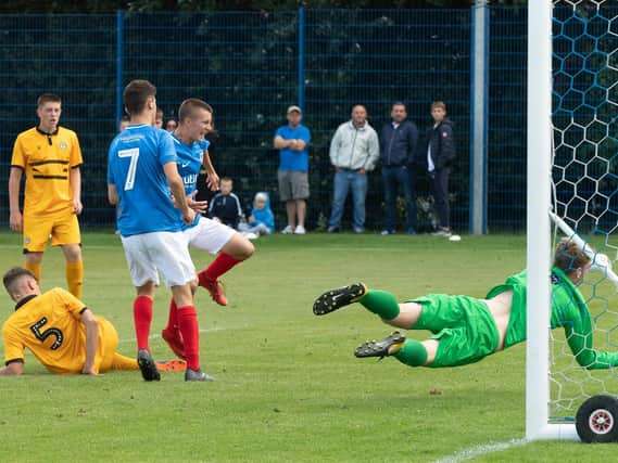 Alfie Stanley equalises for Pompey Academy against Newport County Academy. Picture: Keith Woodland