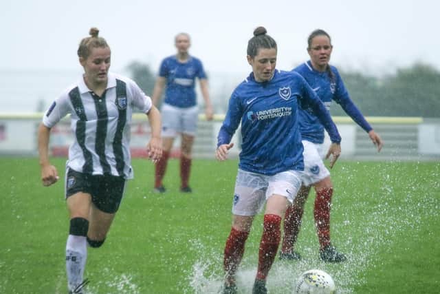 Ellie Kirby in control for Pompey Ladies during the victory against Gillingham. Picture: Jordan Hampton