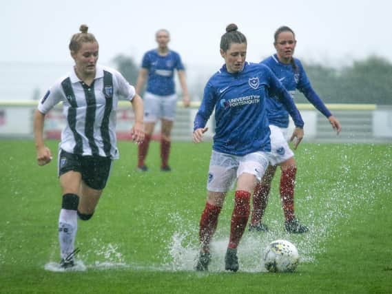 Ellie Kirby in control for Pompey Ladies during the victory against Gillingham. Picture: Jordan Hampton