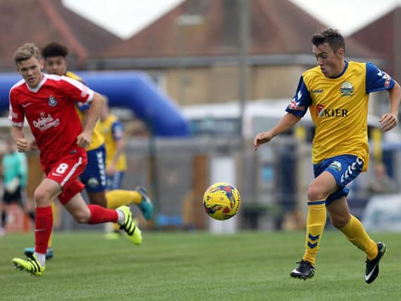 Ryan Pennery was on target for Gosport Borough in their loss at Basingstoke. Picture: Chris Moorhouse