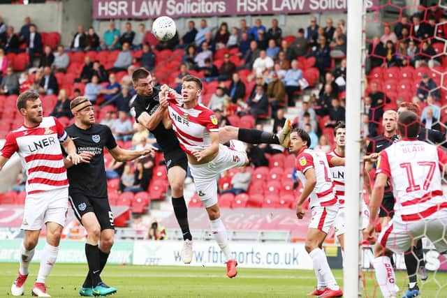 Pompey striker Oli Hawkins has taken on an important role for the team. Picture: Joe Pepler