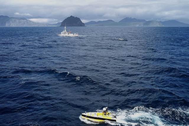 ASV Global and TerraSond completing a hydrographic survey for charting off the coast of Alaska.
