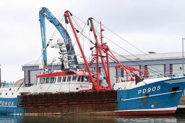 The Honeybourne 3, a Scottish scallop dredger, in dock at Shoreham Picture: Andrew Matthews/PA Wire