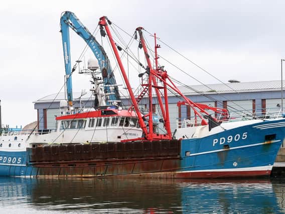 The Honeybourne 3, a Scottish scallop dredger, in dock at Shoreham Picture: Andrew Matthews/PA Wire