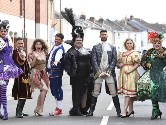 The launch of 'Cinderella' by The Kings Theatre. Left to right, Harry Howle as an 'Ugly Sister', Marcus Patrick as 'Dandini', Kaya Rose as 'Cinderella', Simon Grant as 'Buttons', Jack Edwards as 'Stepmother', Jake Quickenden as 'The Prince', Natasha Barnes as 'Fairy Godmother' and Paul Lawrence-Thomas as an 'Ugly Sister' Picture: Malcolm Wells
