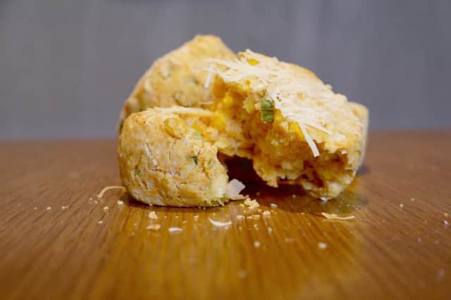 Sweetcorn and cheese scones.