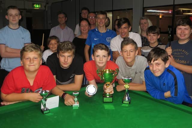 Owen Jenkins (third in Division 1 and Plate winner), Billy Reid (knockout runner-up), Harry Wilson (league and cup champion), 
Zak Truscott (Division 1 runner-up), Josh Richards (Plate runner-up). Picture: Tim Dunkley