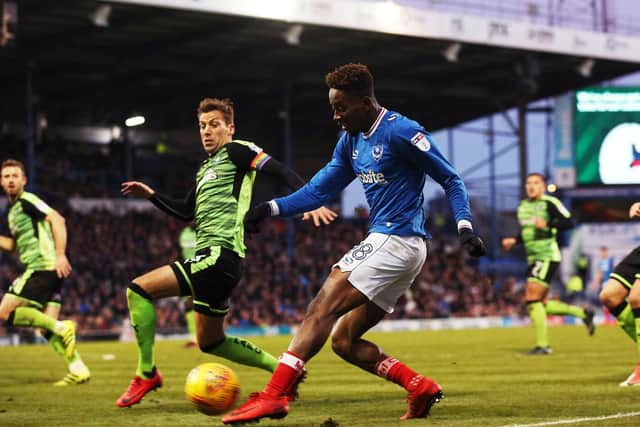 Jamal Lowe in action against Plymouth last season. Picture: Joe Pepler