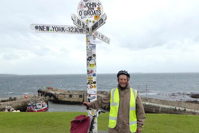 Donald Wells could be the oldest man in the UK to cycle the Land's End to John O' Groats challenge from Cornwall to Scotland