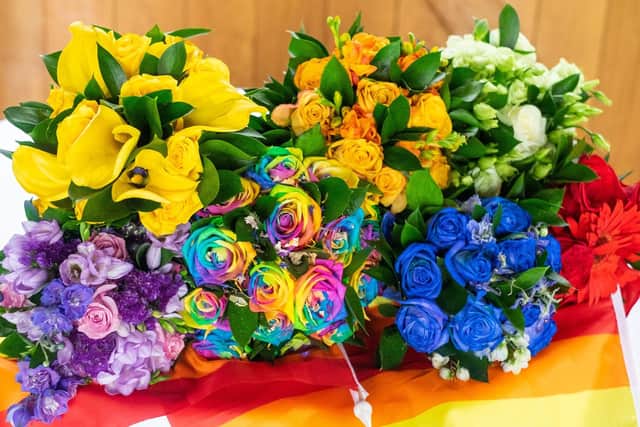 The wedding flowers followed their chosen festival theme.