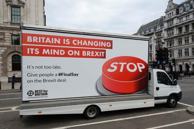 A stop Brexit billboard from Best For Britain is driven around Parliament Square, London, as part of Best for Britain. Picture: Kirsty O'Connor/PA Wire
