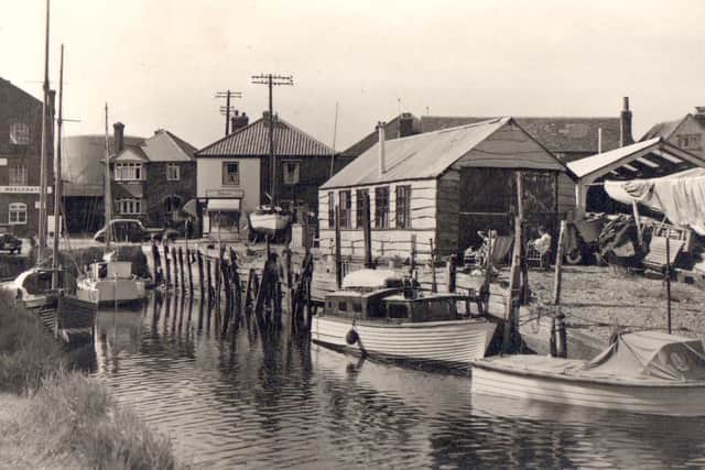 A view up the creek at Emsworth looking towards Queen Street, about 1950.