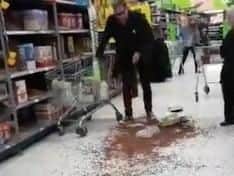 Father-of-three Matt OConnor, 51, and Paul Robinson, 56 staged the protest in Peterborough Asda