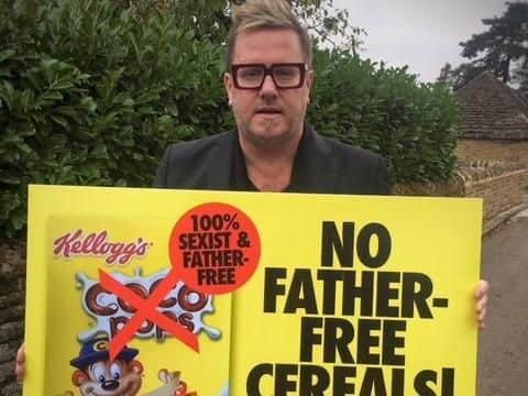 Father-of-three Matt OConnor protesting outside Asda in Peterborough today