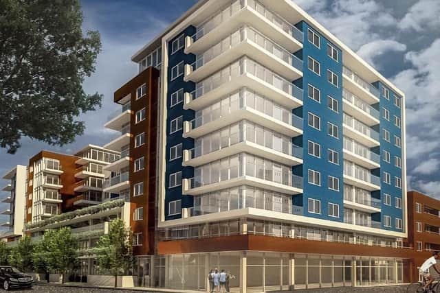 CGI showing how a developer's new 140-home block could look at the site of the now unused Gosport police station in South Street. Pictures: Savills